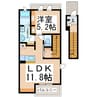 ガーデニア 1LDKの間取り
