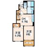 Villa　MiddyⅡ 2DKの間取り