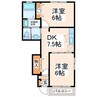 フォルシュⅠ・Ⅱ 2DKの間取り