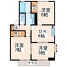 ハイカムール上代 3DKの間取り