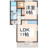 セジュールエーリー 1LDKの間取り