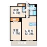 クロノス40新町Ⅲ 2LDKの間取り