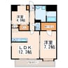 熊本市電Ａ系統<熊本市交通局>/田崎橋駅 徒歩12分 3階 築5年 2LDKの間取り