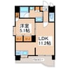 QREST熊本船場 1LDKの間取り