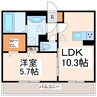 グランツェーレ熊本 1LDKの間取り