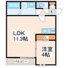 GRANDTICフロンティアⅡ 1LDKの間取り