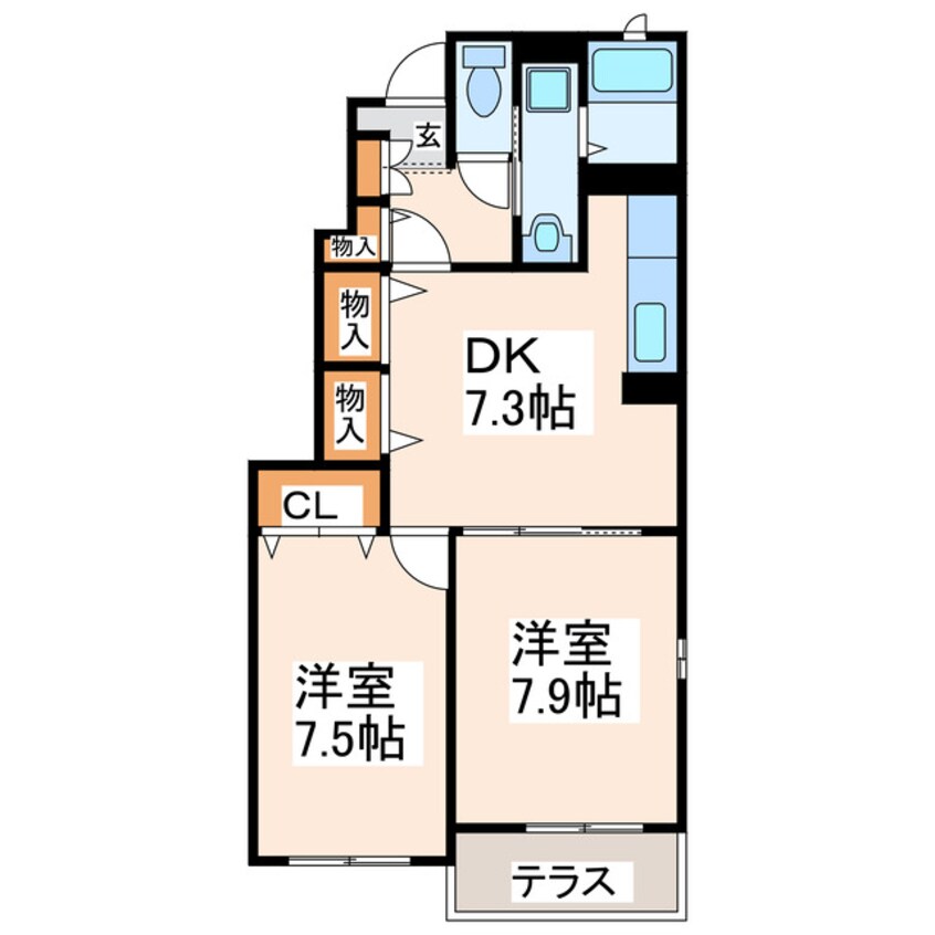 間取図 産交バス（熊本市）/テニスコート前 徒歩1分 1階 築13年