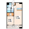 LIBTH新町WEST 1LDKの間取り