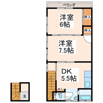 間取図 鹿児島本線/川尻駅 徒歩14分 2階 築42年