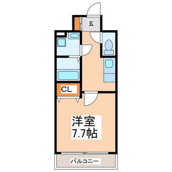 間取図 熊本市電Ａ系統<熊本市交通局>/田崎橋駅 徒歩6分 8階 築7年