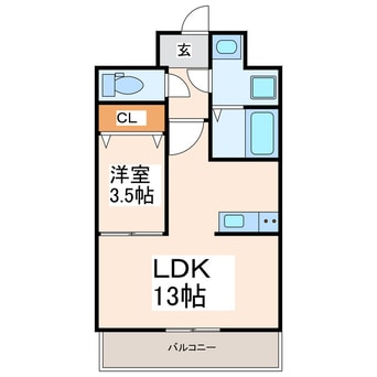 間取図 熊本市電Ａ系統<熊本市交通局>/田崎橋駅 徒歩6分 3階 築7年