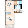 アルフラット京町台 1LDKの間取り