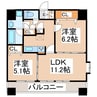 フォーエス新町 2LDKの間取り