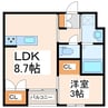 クラウンコート出水 1LDKの間取り