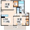 アプリコット.Ｆ　Ⅰ棟 2LDKの間取り