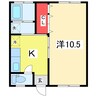 シラクラハイツ 1Kの間取り