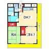 イズミサンリバー川岸 2DKの間取り