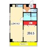 イズミサンリバー川岸 1LDKの間取り