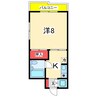 越後線/白山駅 徒歩12分 6階 築36年 1Kの間取り