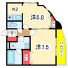 コートプリエール 2Kの間取り