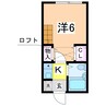 アビタス関屋 1Kの間取り