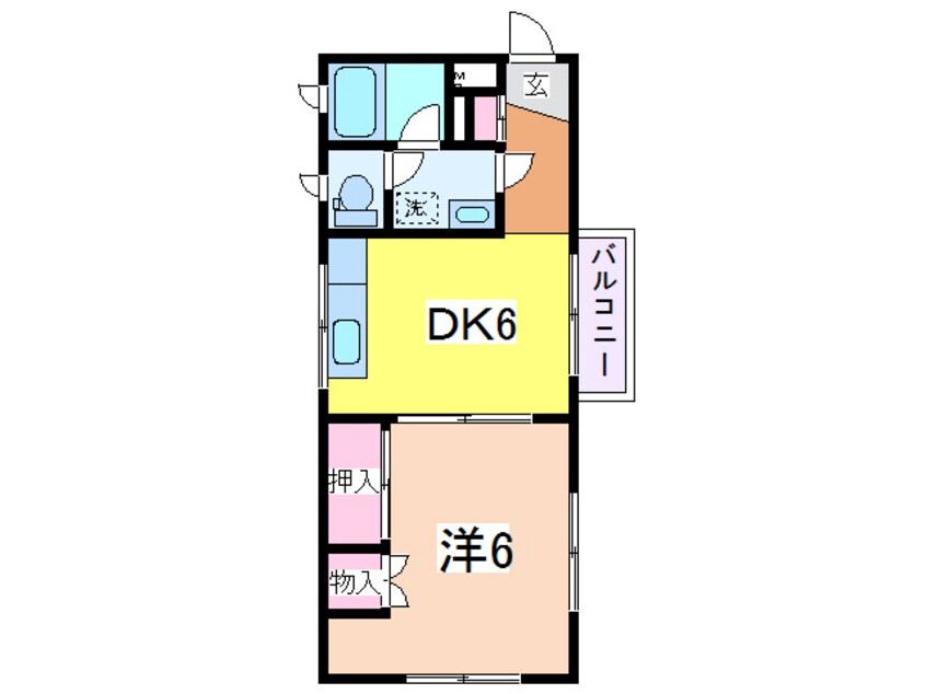 間取図 越後線/関屋駅 徒歩6分 2階 築44年