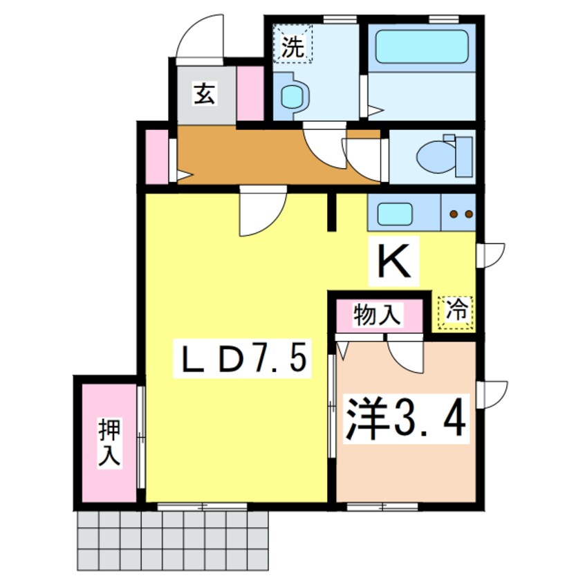 間取図 越後線/白山駅 徒歩15分 1階 築16年