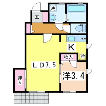 間取図 越後線/白山駅 徒歩15分 1階 築16年