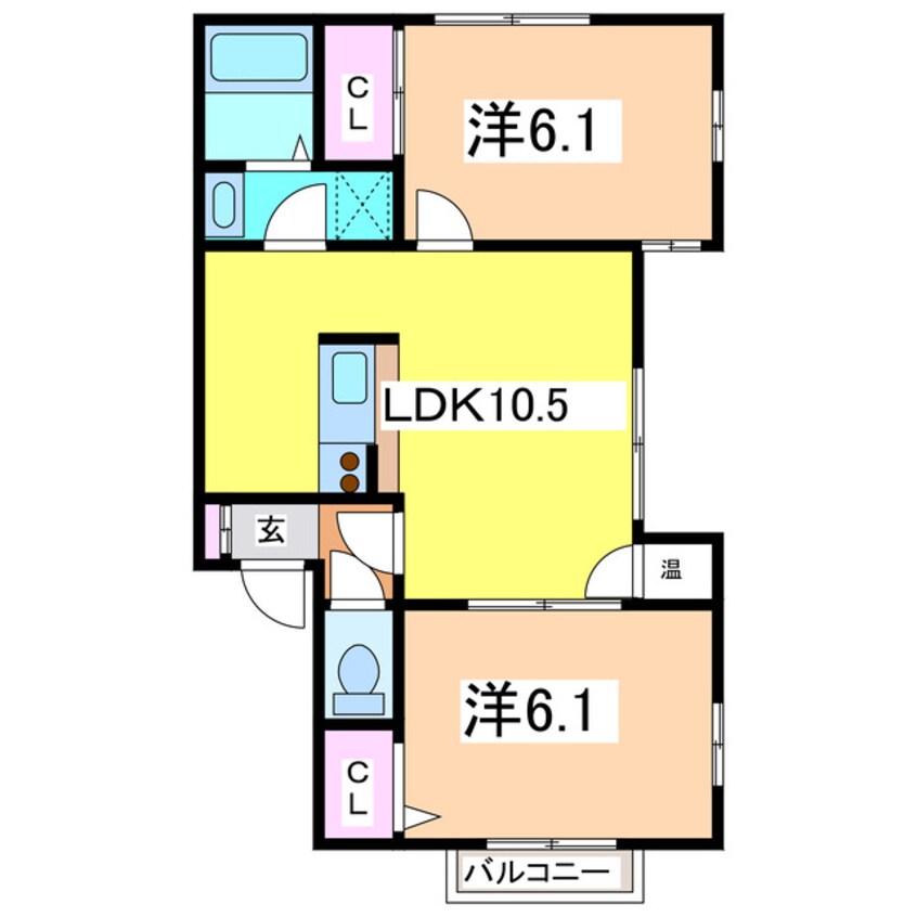 間取図 越後線/白山駅 徒歩36分 2階 築28年