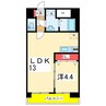 スカイオン本町 1LDKの間取り