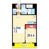 スカイオン本町 1LDKの間取り