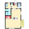 ファンテール 1Kの間取り