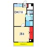 ロイヤル上大川前 1DKの間取り