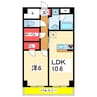 エトワール中央インター 1LDKの間取り