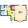 カームハイツ 1Kの間取り