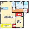 モーント米山壱番館 1LDKの間取り