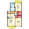 レイクサイドＣ 2LDKの間取り