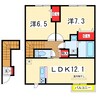 グランドソレイユ 2LDKの間取り