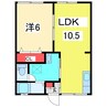 交詢ハイツA 1LDKの間取り