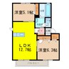 カーサ・ラピス 2LDKの間取り