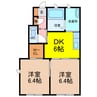 ソレイユ新郷 2DKの間取り