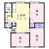 サンビレッジ諸富　B 3LDKの間取り
