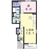 グロワール　メール 1LDKの間取り