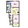 フェリーチェⅡ 2DKの間取り