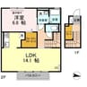 リッチ　カトレア 1LDKの間取り