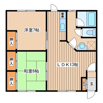 間取図 室蘭本線/栗山駅 徒歩25分 1階 築32年