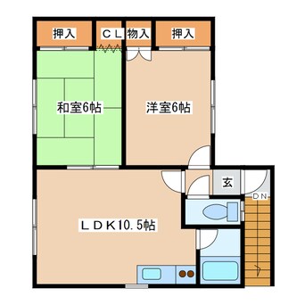 間取図 室蘭本線/栗山駅 徒歩9分 2階 築48年