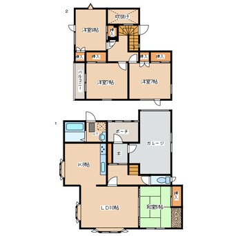 間取図 函館本線/上幌向駅 徒歩5分 1-2階 築33年