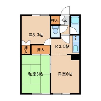 間取図 函館本線/美唄駅 徒歩28分 1階 築45年