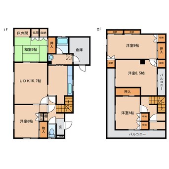 間取図 函館本線/岩見沢駅 徒歩13分 1階 築44年